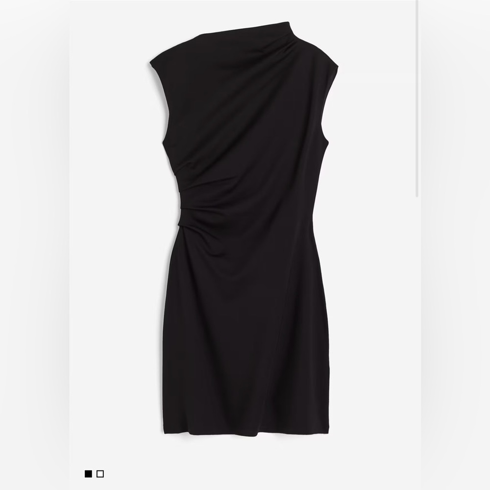 H&M WOMEN’S DRAPED JERSEY DRESS BLACK SIZE Medium